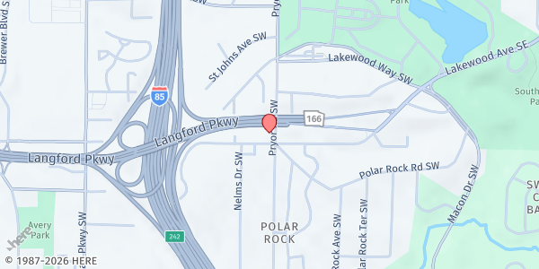 Map showing Greater Bethel AME Church at 2455 Lakewood Avenue Southwest, Polar Rock, GA