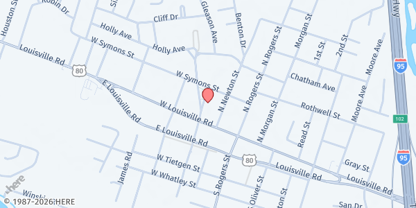 Map showing Loaves & Fishes Food Ministry at 110 North Chestnut Street, Pooler, GA