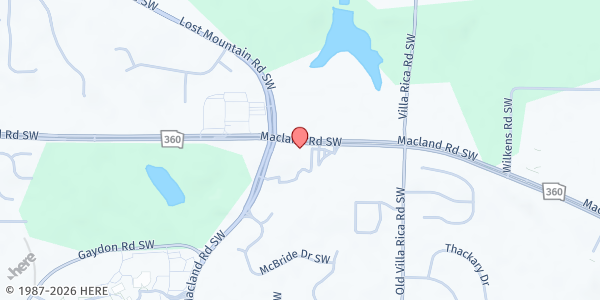 Map showing McEachern Memorial UMC at 4075 Macland Rd., Powder Springs, GA