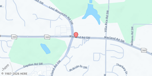 Map showing McEachern Memorial United Methodist Church at 4075 Macland Road, Powder Springs, GA
