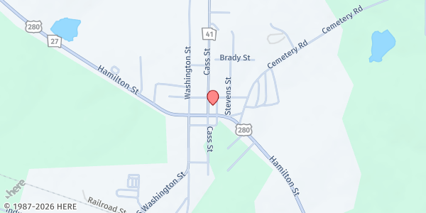 Map showing Preston Baptist Church at 6677 Cass Street, Preston, GA