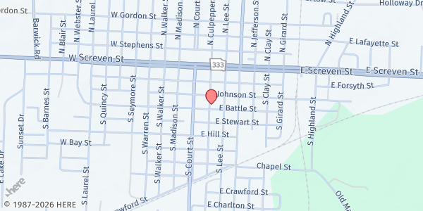 Map showing Pot of Gold Outreach Ministry at 316 South Culpepper Street, Quitman, GA