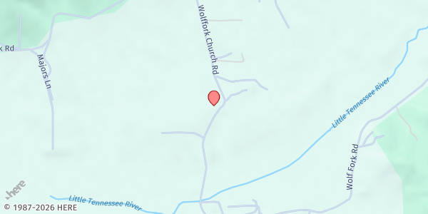 Map showing Wolffork Baptist Church at 453 Wolf Fork Church Rd., Rabun Gap, GA