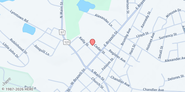 Map showing Reidsville United Methodist Church at 141 Cedar Ave., Reidsville, GA