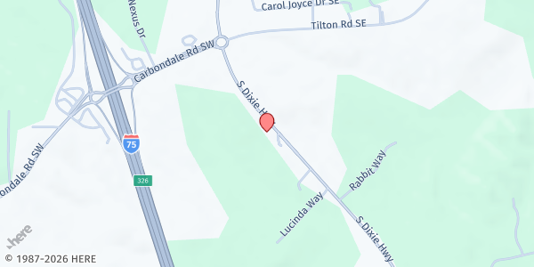 Map showing There's Hope for the Hungry - Emmaus Baptist Church at 4268 S. Dixie Rd., Resaca, GA