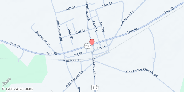 Map showing China Hill International Ministries at 1400 Lower River Rd., Rhine, GA