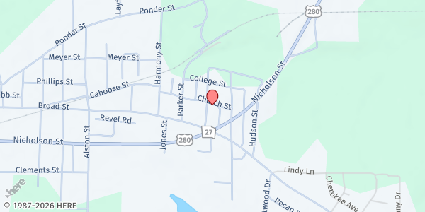 Map showing St. Paul CME Church at 78 Bush St., Richland, GA