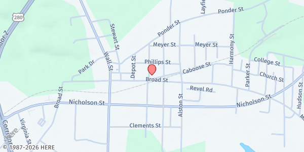 Map showing The Way of Life Church, Inc at 18 Harris St., Richland, GA