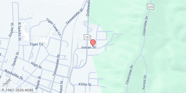 Map showing Christ's Chapel Share and Care Mission at 223 Inman St., Ringgold, GA