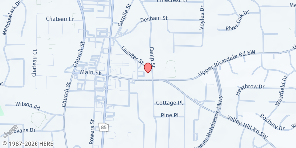 Map showing Ephesians320 Church at 567 Valley Hill Road, Riverdale, GA