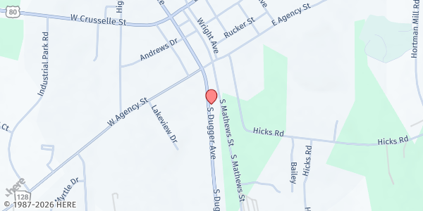 Map showing Chester Community Food Bank at 131 South Dugger Avenue, Roberta, GA