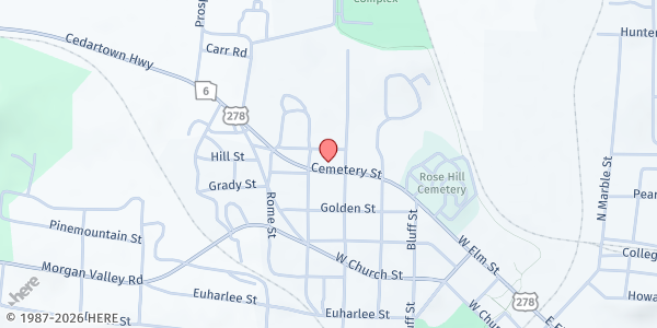 Map showing BOAZ Ministries - Rockmart at 706 Elm St, Rockmart, GA