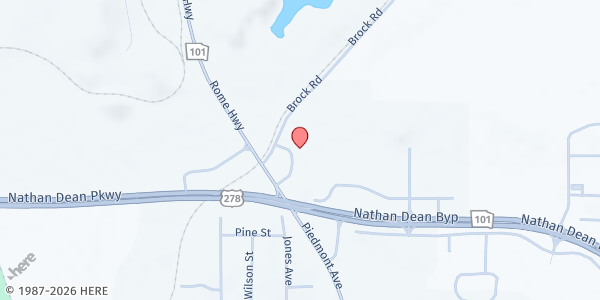 Map showing Holy Manna Ministries at Boaz Ministries at 706 W. Elm St., Rockmart, GA