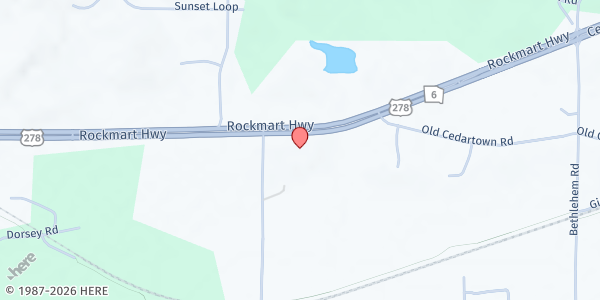 Map showing Victory Baptist Church at 15 Hendrix Rd, Rockmart, GA