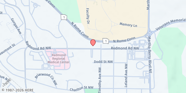 Map showing Floyd County Baptist Association at 308 Redmond Rd., Rome, GA