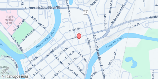 Map showing Metropolitan Methodist Church of Rome, Inc. at 700 Broad St., Rome, GA