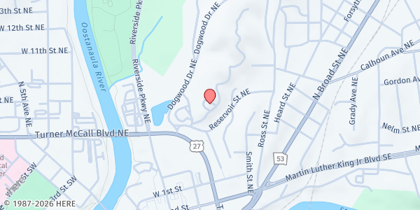 Map showing Northwest Georgia Area Agency on Aging at 1 Jackson Hill Dr., Rome, GA