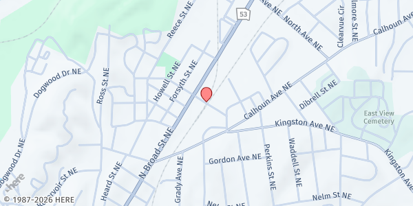 Map showing Northwest Georgia Hunger Ministries Inc. at 90 E. Callahan St., Rome, GA