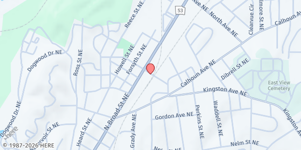 Map showing Northwest Georgia Hunger Ministries, Inc. at 90 E Callahan St NE, Rome, GA