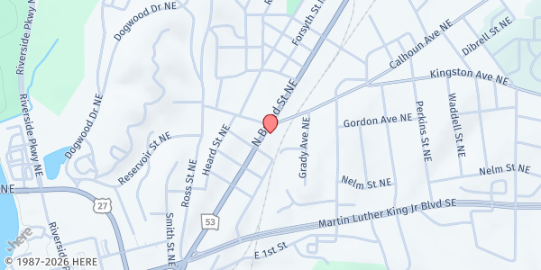 Map showing Rome-Floyd County Community Kitchen at 4 Calhoun Ave. NE, Rome, GA