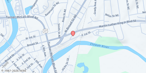 Map showing Thankful Missionary Baptist Church at 935 Spider Webb Dr., Rome, GA