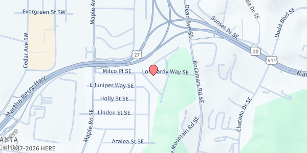 Map showing There's Hope for the Hungry - Hollywood Baptist Church at 112 Lombardy Way SE, Rome, GA