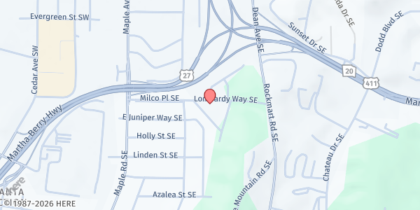 Map showing There's Hope for the Hungry Inc. - Rome - Hollywood Baptist Church at 112 Lombardy Way SE, Rome, GA
