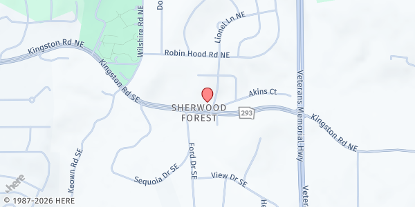 Map showing There's Hope for the Hungry @ Sherwood Forest Baptist Church at 1 Goodman Rd., Rome, GA