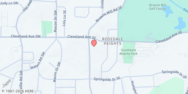 Map showing Maranatha SDA Church Food Pantry at 2730 Browns Mill Road Southeast, Rosedale Heights, GA