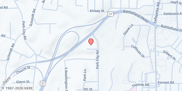 Map showing American Battlefield Post 214 at 540 Park City Rd., Rossville, GA