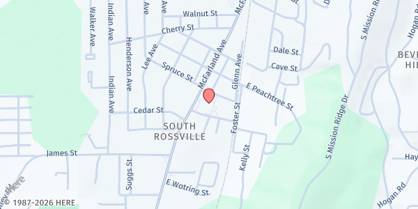 Map showing Rossville Church of Christ at 1100 McFarland Ave., Rossville, GA