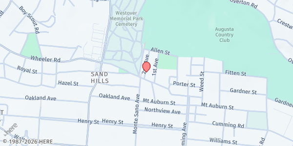 Map showing Greater Mt. Canaan Missionary Baptist Church at 2573 Wheeler Road, Sand Hills, GA
