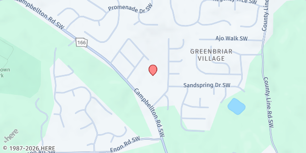Map showing Cornerstone Community Baptist Church at 4895 Campbellton Road Southwest, Sandtown, GA
