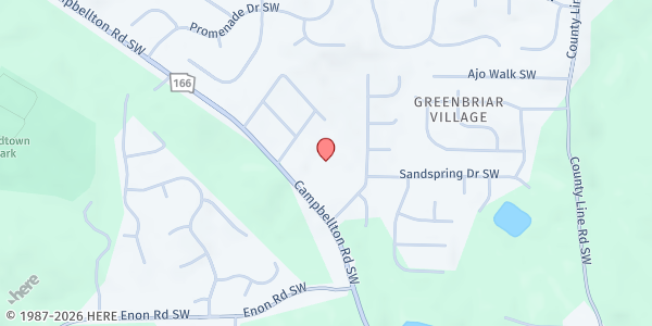 Map showing Cornerstone Community Baptist Church at 4895 Campbellton Road Southwest, Sandtown, GA