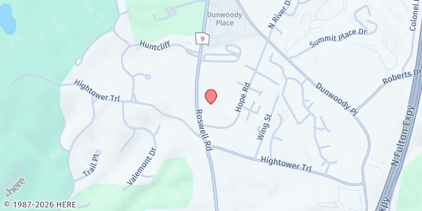 Map showing CAC Client-Choice Mini-Market Food Pantry at 8607 Roswell Rd., Sandy Springs, GA