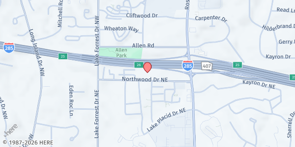Map showing Community Assistance Center - Sandy Springs at 120 Northwood Drive, Sandy Springs, GA