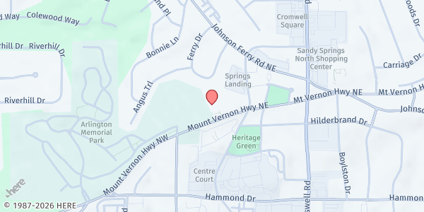 Map showing Solidarity Sandy Springs - Sandy Springs United Methodist Church at 86 Mount Vernon Hwy., Sandy Springs, GA