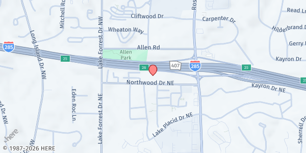 Map showing South Sandy Springs Branch at 120 Northwood Drive, Sandy Springs, GA