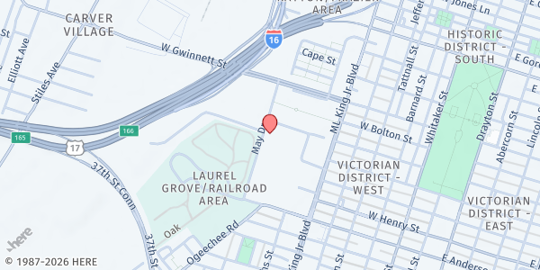 Map showing Bethlehem Baptist Church at 1008 May St., Savannah, GA