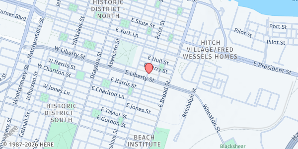 Map showing Catholic Charities of South Georgia - Main Location at 502 East Liberty Street, Savannah, GA