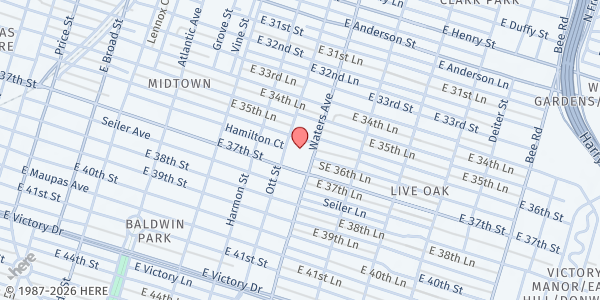 Map showing Ceceline Blake Foundation at 2005 Waters Avenue, Savannah, GA