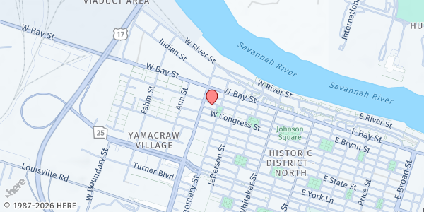 Map showing First African Baptist Church at 23 Montgomery St., Savannah, GA