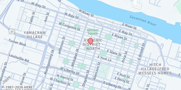 Map showing Grace Ministry at 6 East State Street, Savannah, GA