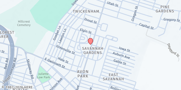 Map showing Mercy Housing Savannah Gardens at 515 Pennsylvania Ave., Savannah, GA