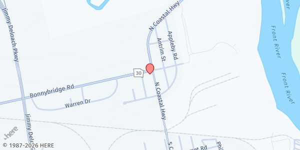 Map showing Open Door Ministries Food Pantry at 13 North Coastal Highway, Savannah, GA