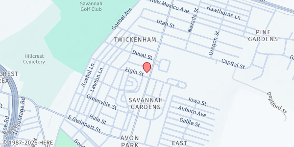Map showing Pennsylvania Avenue Golden Age Center at 425 Pennsylvania Ave., Savannah, GA
