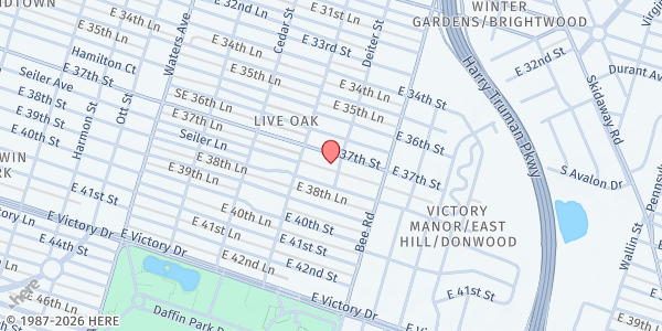 Map showing Second Arnold Baptist Church at 1427 E. 37th St., Savannah, GA