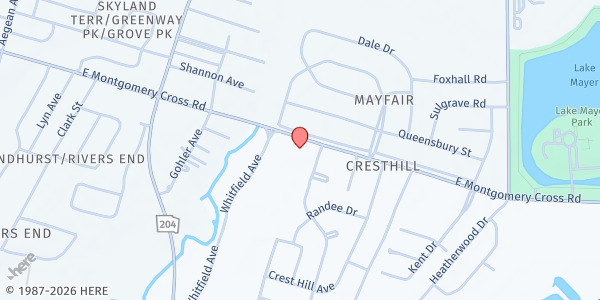 Map showing St. James Catholic Church at 8412 Whitefield Ave., Savannah, GA