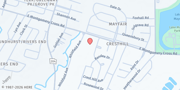 Map showing ST. JAMES CATHOLIC CHURCH at 8412 Whitefield Avenue, Savannah, GA