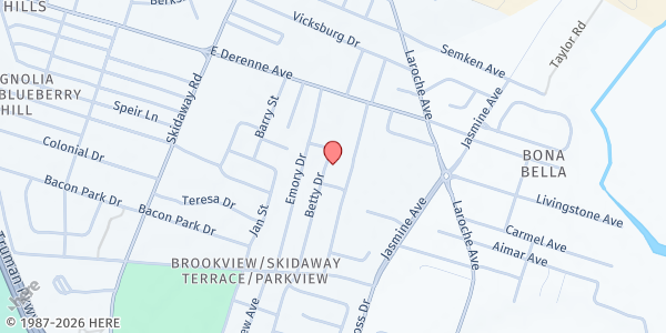 Map showing St. John Baptist Church at 2415 E. Derenne Ave., Savannah, GA